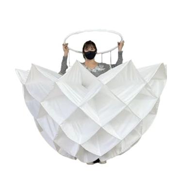 Imagem de Earthradius Vestido de pétala branca expansível estilo origami, saia dobrável geométrica exclusiva para formatura, gala (sem LED)