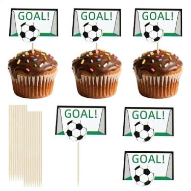 Imagem de ONLYKXY 20pcs Soccer Theme Cake Cupcake Toppers Cute Football Lover Party Food Appetize Decor Stick Picks for Sports Party Bride Shower Birthday Hallowmas Christmas Wedding Mini Cake Wall (Net)