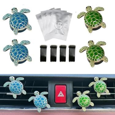 Imagem de Difusor de ventilação de carro de tartaruga fofo – Aromatizador de ar com fragrância de encaixe para carros com refis substituíveis, clipe de ventilação de carro de animal adorável para SUV e caminhão