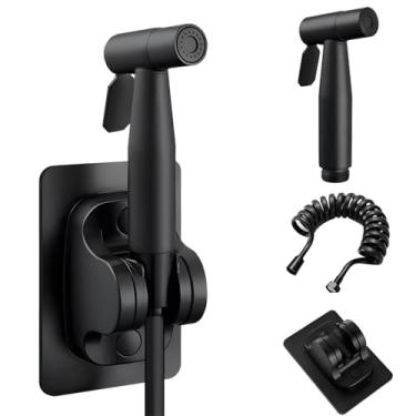 Imagem de Pulverizador de vaso sanitário de aço inoxidável 304, conjunto de pulverizador de bidê pressurizado com mangueira de 1,5 metro, instalação simples não perfurada, perfeito para limpar banheiros