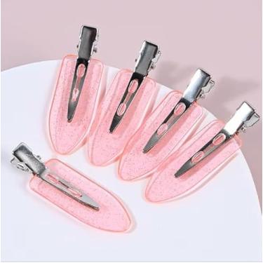 Imagem de Kit com 6 Presilhas para Cabelo Estilosas, Coloridas, 6cm x 1.8cm, Grampos Modernos para Maquiagem e Skincare, Conjunto Multicolorido em Branco, Rosa, Amarelo, Azul e Preto (6 Rosa transparente)