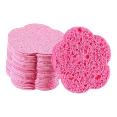 Imagem de MotiveTech 50 unidades de esponjas faciais compactadas, esponjas de limpeza facial profissionais, portáteis e práticas para lavar o rosto, Forma de Ameixa