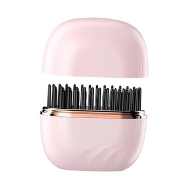 Imagem de KiBcsLic Escova alisadora de cabelo, alisador e modelador de cachos, multifuncional, com 3 configurações de temperatura ajustáveis, pente quente portátil, Rosa