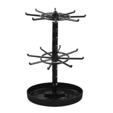 Imagem de Hailong Ming Suporte para Chaveiro, Organizador de Joias, Porta-colares Giratório, Porta-joias para Anéis, Correntes E Pingentes, Organizador de Entrada, Preto 2 níveis