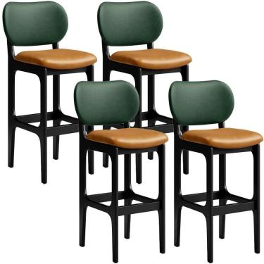 Imagem de Kit 4 Banquetas Alta Betta Preto Facto Verde Whisky