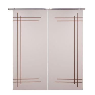 Imagem de Porta Dupla Branco Prime Frisada Kit Alumínio F05 - 210x180