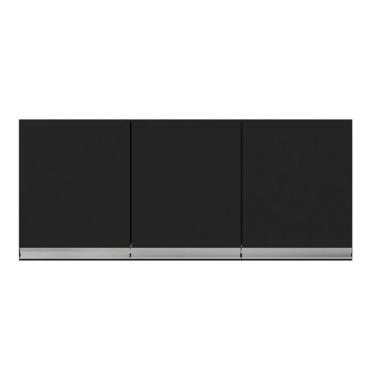 Imagem de Armário Aéreo Para Cozinha Lavanderia Andréia 3 Portas 120cm Preto Fosco-mabe Magazine