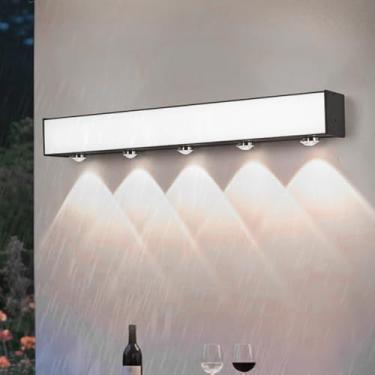 Imagem de Lâmpadas de Parede LED Exterior IP65 Impermeável Alumínio Metal Lâmpada de Parede Exterior Moderna Longa Preta Iluminação de Parede Interior/Exterior para Jardins Terraço Corredor Escada (Luz Branca
