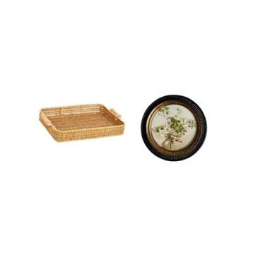 Imagem de Fenteer Expositor de Cesta de Frutas Trançada, Decoração Antiga de Resina em, Tigela de Servir Lanches, Decoração Retrô para Casa, Prato de Pão, Moldur