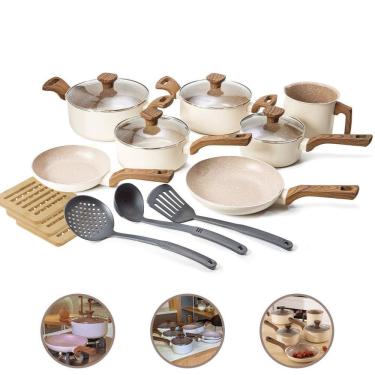 Imagem de Jogo Panelas 13 Pç 2Mm Cerâmico Antiaderente Indução - Crema