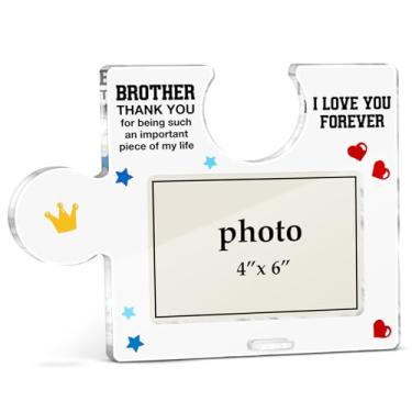 Imagem de XFFJGVR Porta-retrato de irmão da irmã, presente de aniversário para irmãos, homens, meninos, ideia de presente de Natal de Ação de Graças, peça de quebra-cabeça de acrílico, molduras para fotos de
