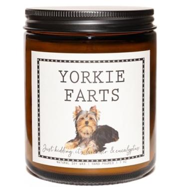 Imagem de Smells Like Yorkie Farts Candle - Yorkie Gifts & Decor, Yorkshire Terrier, Presentes para mãe de cachorro - Vela perfumada de cera de soja de lavanda e eucalipto, queima 50 horas