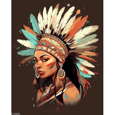 Imagem de XTXGERL Kit de pintura de beleza africana por número, 40 x 50 cm, pintura acrílica, faça você mesmo, decoração de casa