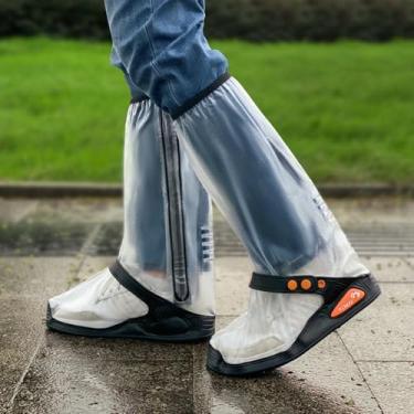 Imagem de Capas impermeáveis para sapatos de chuva, capas de botas de chuva com zíper, ponchos de galochas para sapatos, reutilizáveis e dobráveis, capas de botas de neve de PVC antiderrapantes para homens e