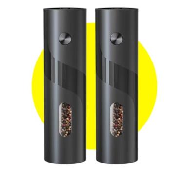 Imagem de Kit 2 Moedor Elétrico de Sal e Pimenta Tempero Conjunto Moedor de Sal Grosso e Pimenta Do Reino Automático Com Recipiente de 70 ml Luz Led Para Churrasco na Cozinha com Moagem Ajustável