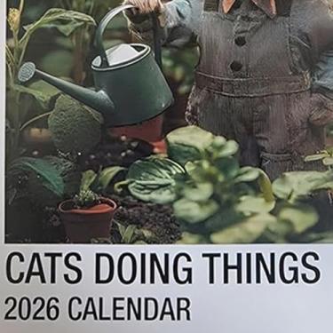 Imagem de Calendário de parede para gatos, agenda de parede para gatinhos | Agenda mensal engraçada 2026, arte de gato para amigos, família, agenda, casa, escola, escritório, para organizar a vida diária