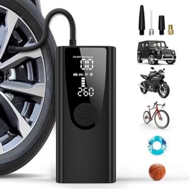 Imagem de Yawyard - Inflador de pneu portátil, compressor de ar de pneu de carro com medidor digital de pressão de pneu, compressor de ar (120 PSI), bomba e bomba elétrica para bicicleta