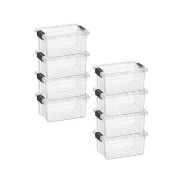 Imagem de Superio Mini recipiente de armazenamento caixa de giz de cera de plástico suprimentos de arte e estojo de costura empilhável transparente pequeno organizador para contas, papelaria, giz e alimentos