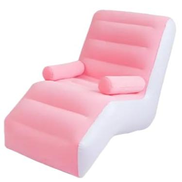 Imagem de Sofá Espreguiçadeira Inflável Poltrona Puff Camping Praia Portátil Para Piscina Saco Dormir Lounge(ROSA)