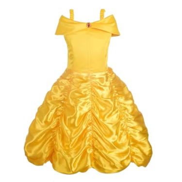 Imagem de Dressy Daisy Vestido de baile de princesa ouro amarelo para bebês meninas, festa de aniversário, fantasia de Halloween, tamanho 12-18 meses