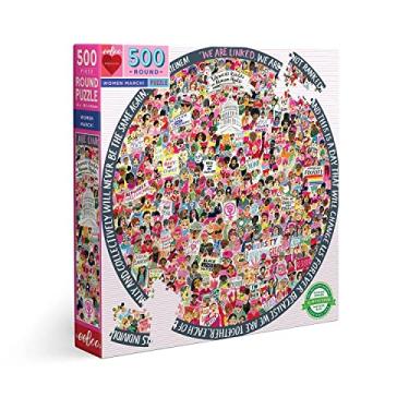 Imagem de eeBoo: Piece and Love Women March! 500 Piece Round Circle Jigsaw Puzzle, Puzzle for Adults and Families, Glossy, Sturdy Pieces and Minimal Puzzle Dust