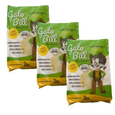 Imagem de Kit 3 Areias Higienica Gato Bill Premium Grãos Médios Milho E Mandioca 6kg