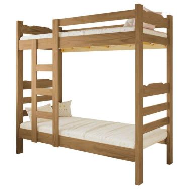 Imagem de Beliche Life Madeira Maciça Reforçado Solteiro com Grade Cor Nogueira