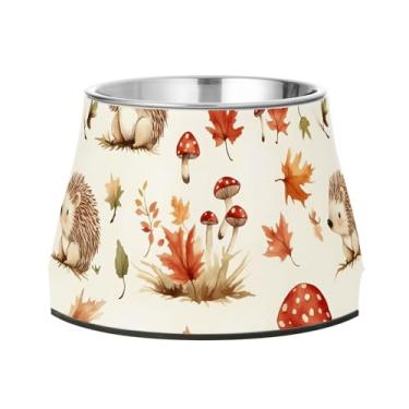 Imagem de SEHANY Tigelas para cães de ervas e cogumelos antiderrapante de aço inoxidável com fundo de borracha para evitar tombamento, tigelas elevadas para comida e água quadriculadas para cães e gatos