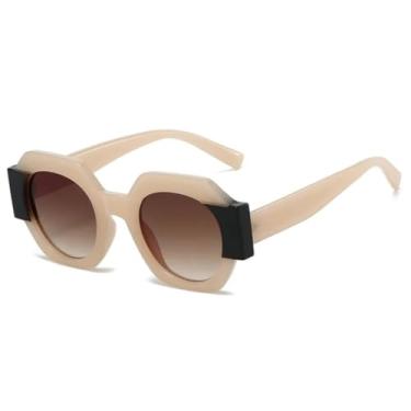 Imagem de Óculos de Sol Vintage Masculino Feminino Luxo UV400 Moda Feminina Multicolorido (Marrom Claro-Marrom)