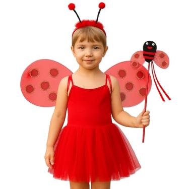 Imagem de Fantasia Infantil De Abelha Abelhinha Completo Com Asa E Saia Tule Meninas Carnaval (Vermelho)