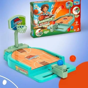 Imagem de Jogo Mini Máquina Basquete De Mesa Com Lançador Dedo 2 Em 1