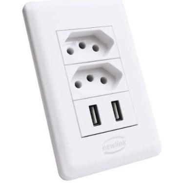 Imagem de Tomada Dupla com Duas Portas Usb 10A Newlink