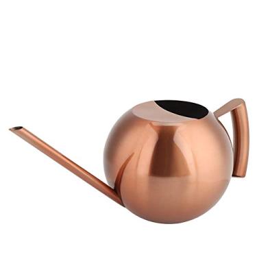 Imagem de Cryfokt Regador de Boca Longa Em Aço Inoxidável, Alça Ergonômica de Superfície Lisa para Plantas de Jardim Doméstico, Flores Douradas 1L (Latão Antigo)