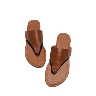 Imagem de Chinelo Feminino Estilo Havaiana – Sandália Rasteira Básica de Verão, Confortável e Casual, Tendência para o Dia a Dia(caramelo,42)