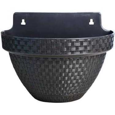 Imagem de Vaso de Parede Meia Lua, Rattan Preto, 3 Litros, Decorativo para Interior
