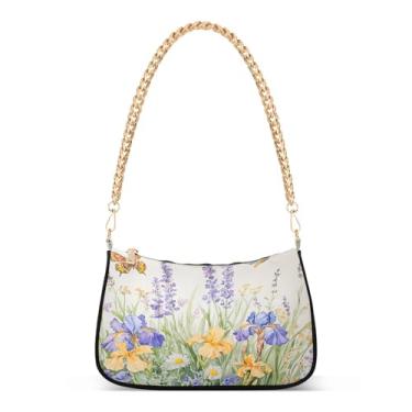 Imagem de CEBUGI Bolsas transversais femininas bolsa de ombro borboletas íris bolsa clutch elegante com alça de corrente