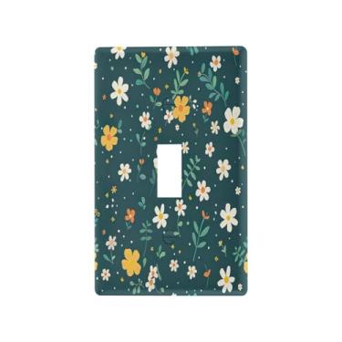 Imagem de Wassud Flores simples interruptor de luz placa decorativa para tomada placa de parede para tomadas elétricas interruptor único 4,53 x 2,76 polegadas
