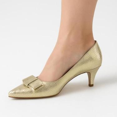 Imagem de Sapato Scarpin Brilhante Feminino Com Laço Salto Baixo 6cm Festa Brilh