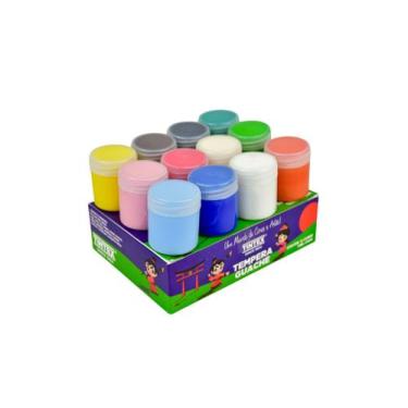 Imagem de Tinta Guache 12 Cores 15ml Atóxica Para Criança Uso Escolar - TINTEX