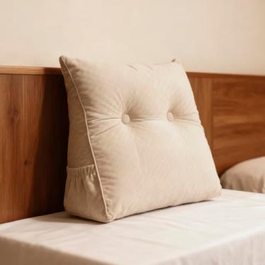 Imagem de KCTVUIWS Almofada triangular de reforço pequeno para cabeceira e encosto para sentar na cama, almofadas de leitura com suporte para descanso de costas para sofá-cama com capa removível