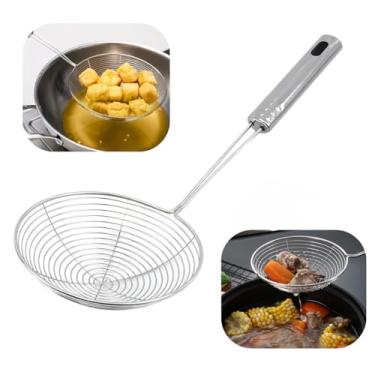Imagem de Escumadeira Profissional Aço inox Fritura 38,5cm Batata Pastel Resistente