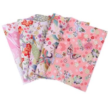 Imagem de 5 x quadrados de tecido estilo japonês, 20 x 25 cm, tecido de embrulho de algodão, pacotes de tecido acolchoado para costura de patchwork DIY