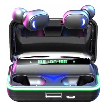 Imagem de Fone de Ouvido Bluetooth E10, À Prova D'água, Sem Fio, com Microfone, LED Azul-Turquesa, Open-Ear, Gamer, 45mAh