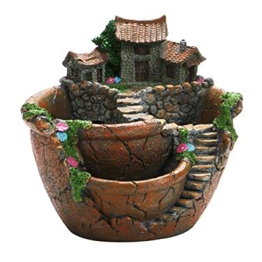 Imagem de Vaso de Suculenta Resina Horticultura Familiar Prato Pequeno Leve Respirável Corrosão Estilo Rural Decorativo Bonsai Jar