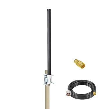 Imagem de Antena Omni WiFi de 2,4 G 5 GHz, suporte de poste externo de banda dupla, com cabo de extensão R400 de 4,9 m, macho RP-SMA e adaptador SMA para roteador Wi-Fi, placa de rede sem fio, câmera IP de