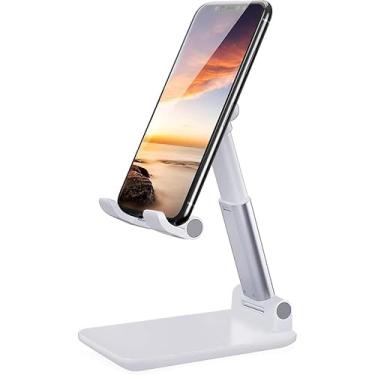 Imagem de Suporte Para Celular e Tablet Dobrável Portátil Ajustável Apoio Mesa(Branco,2 PCS)