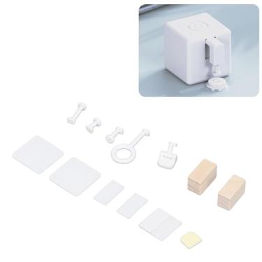 Imagem de Aramox Kit de Ferramenta de Botão de Planície Inteligente, 5 Cabeças de Ataque Substituíveis 2 Blocos de Madeira 6 Almofadas Adesivas para Automação de Escritório Em Casa