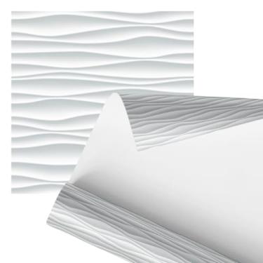Imagem de papel de parede Decorativo 3D, Ondulado Branco, 80cm, para Parede, Revestimento Moderno