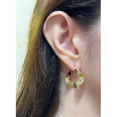 Imagem de Brinco Argola Orgânico Banho Ouro 2 Milésimos com Verniz Italiano - 1 