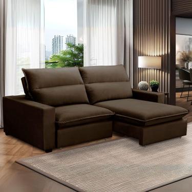 Imagem de Sofa Retratil Reclinavel 2 Lugares 2m Andreza Veludo Lansof Marrom